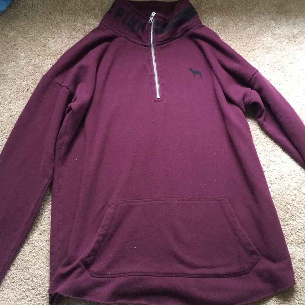1/4 zip up Maroon PINK sweatshirt